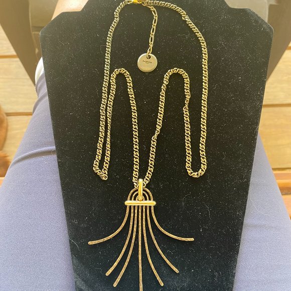 Lanvin Jewelry - Vintage Lanvin 31" hammered metallic necklace